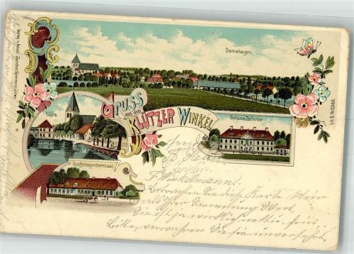 23948 O2421 Damshagen 1899 Gebrauchsspuren Lithographie Roloffshagen Schloss Bothmer Klütz