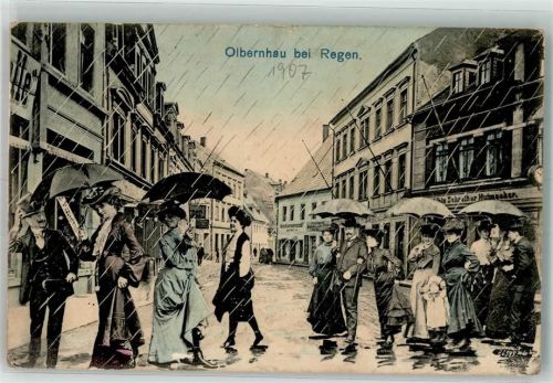 Olbernhau 1907 Fotomontage Olbernhau bei Regen