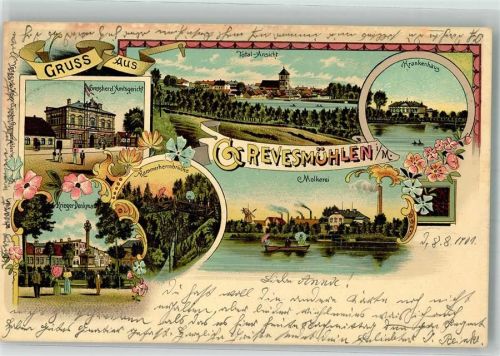 Grevesmühlen 1901 Kriegerdenkmal Amtsgericht Molkerei Krankenhaus Kammerherrnbrücke