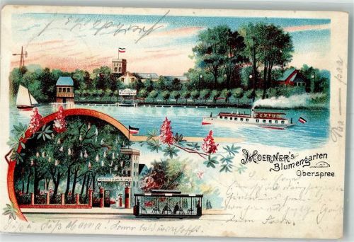 Niederschöneweide 1906 Gasthaus Hoerner's Blumengarten Oberspree