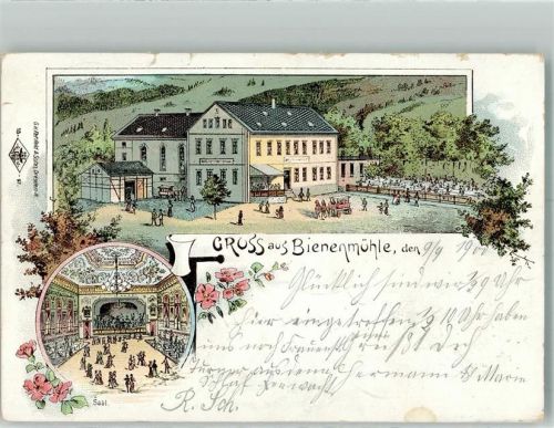09623 O9213 Rechenberg-Bienenmühle 1900 Gebrauchsspuren Lithographie