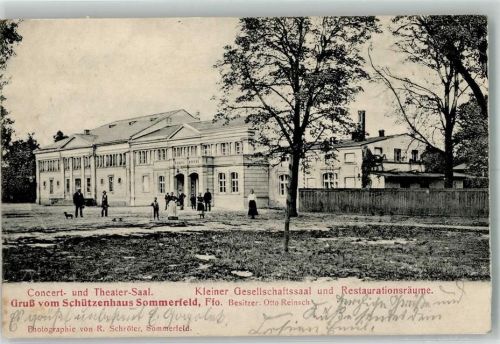 16766 O1421 Sommerfeld b Velten 1907 Foto AK Gasthaus Schützemhaus Konzert- u. Theatersaal Dackel