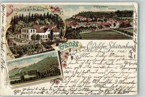 Oldisleben 1900 Lithographie Gasthaus Schützenhaus Sachsenburg