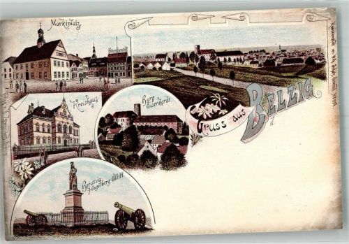Belzig 1900 Burg Eisenhardt Borussia-Hagelberg-Denkmal 1813-14 Kanonen Kreishaus Marktplatz