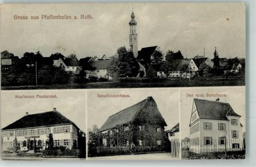 89284 W7914 Pfaffenhofen a d Roth 1915 - Geschäft Kaufmann Mukenast Benefiziatenhaus Neues Schulhaus