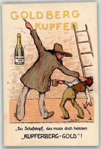 Werbung Goldberg Kupfer Sekt sign. Hans Meid