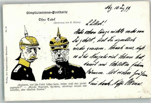 1899 Nr. 10 Ohne Tadel Pickelhaube Militär sign. Thöny + Adelskorrespondenz