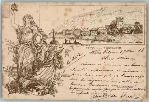 Niederwalddenkmal 1888 Rüdesheim Lithographie