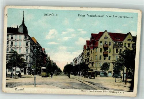 Rixdorf Neukölln Kaiser Friedrichstrasse Ecke Herzbergstrasse Strassenbahn