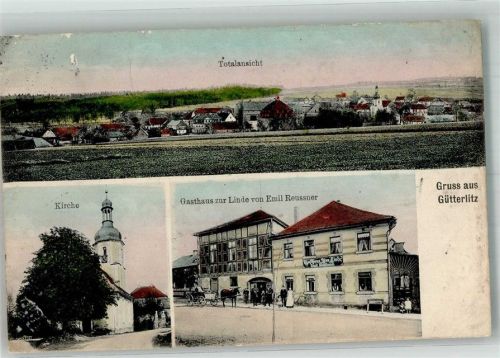 Gütterlitz 1908 Dorfkirche Gasthaus zur Linde