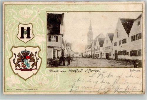 Neustadt 1903 Dorfstrasse Rathaus Wappen Passepartout