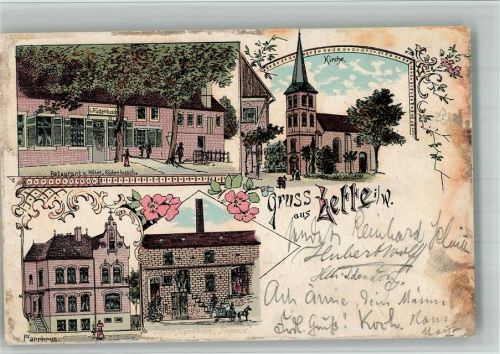 Lette 1899 Lithographie Gasthaus Rüdenbusch Pfarrhaus Kirche Zentrifugenwerk Phoenix