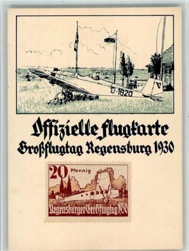 Regensburg Großflugtag 1930 mit Vignette