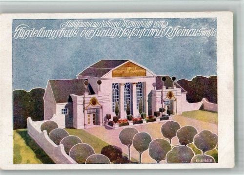 Mannheim 1907 Kunst- und Gartenbau Ausstellung sign. Eugen Beck, Halle der Sunlicht Seifenfabrik Jugendstil