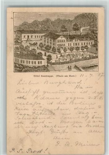 Thale Privatganzsache 1887 Hotel Rosstrappe