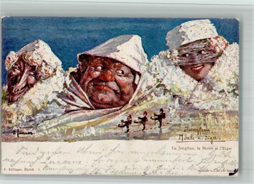 Verlag Killinger Nr. 7 Jungfrau Mönch und Eiger Berggesicht sign. Hansen 1897 BOAKC