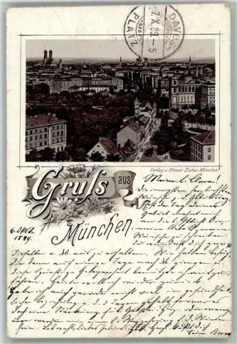 München 1889 Verlag Ottmar Zieher Bahnpost Schweiz Lithographie