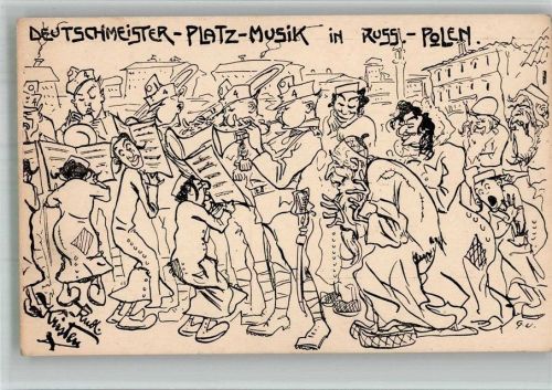 Deutschmeister Platz Musik in Russl-Polen sign. Rud. Kirsten Karikatur