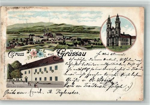 Grüssau Krzeszow 1899 BOAKC Lithographie Kirche Brauerei