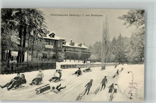 Saalburg 1914 Hotel-Gasthaus Saalburg Rodelbahn Winter