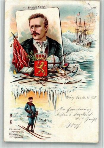 Expedition Polarreise Grönland Dr. F. Nansen Lithographie Expedition 1900 BOAKC