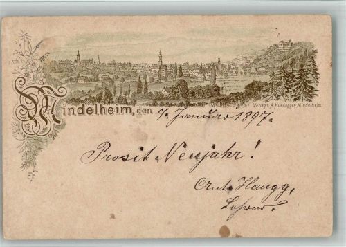 Mindelheim 1897 Vorläufer Druck 1880 - 1889 Lithographie Mindelheim Neujahreskarte