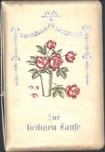 Winterthur Taufbüchlein von 1917, Vorderseite Stoff, Rosen in Vase