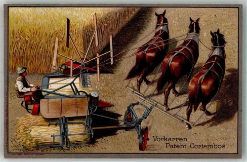 Werbung Mähmaschine Vorkarren Patent Cortembos Landwirtschaft Maschine 1926 Künstlerkarte