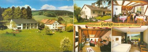 64689 W6149 Grasellenbach KEINE AK Pension Gudrun Innen-und Aussenansicht Klappkarte
