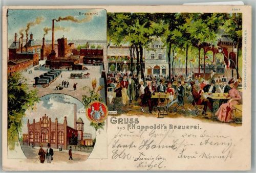 Neukölln 1901 Lithographie Brauerei F. Happoldt Lager Keller