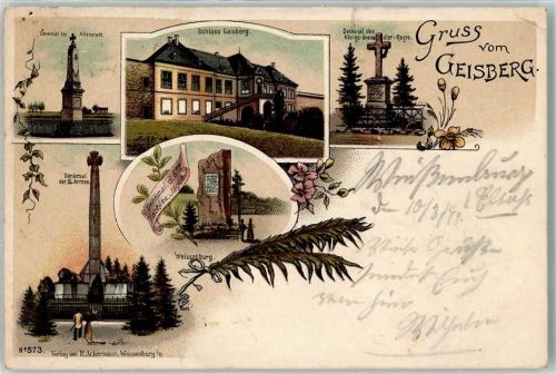 Wissembourg 1899 Denkmal bei Allenstadt Schloss Gaisberg Denkmal der III. Armee Weissenburg Denkmal des Königs-Grenadier-Regts.