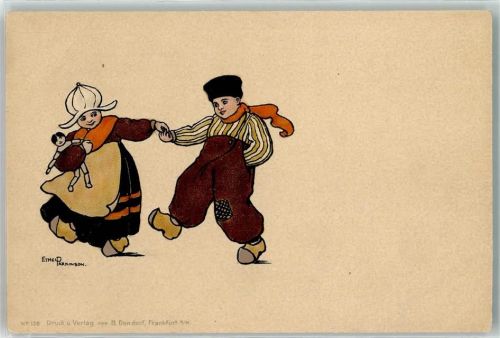 Verlag Dondorf Serie Nr. 126 Hollandkinder Puppen Parkinson, E. 1903 Lithographie