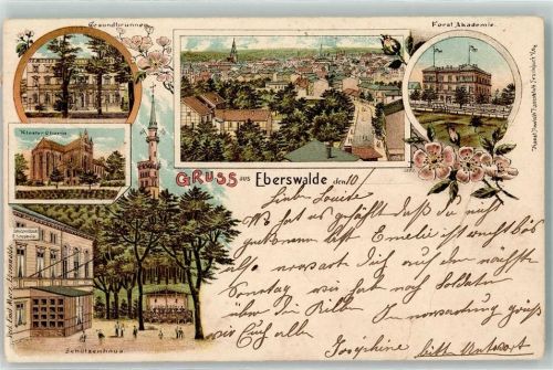 Eberswalde 1900 Gesundbrunnen Schützenhaus Forst Akademie Lithographie