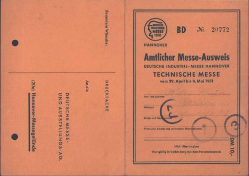 Hannover Messe Ausweis 1951