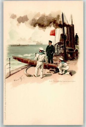 Marine Torpedo Lancierrohr Meissner u. Buch Serie 1000 Bohrdt, H. 1899 Lithographie / Künstlerkarte