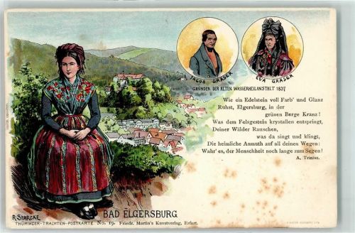 Elgersburg Frau in Tracht Jacob und Eva Gräser sign. R. Starcke Thüringer-Trachen-Postkarte Nr. 19