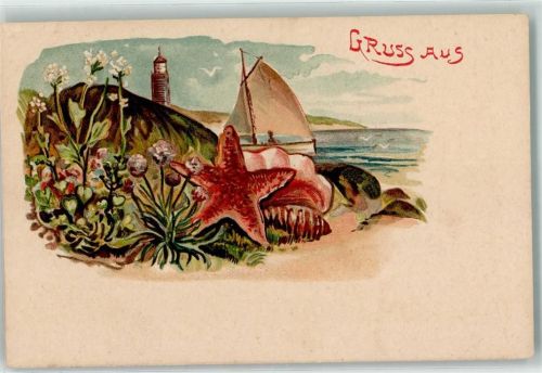 1900 Gruss aus Seestern Leuchtturm AK
