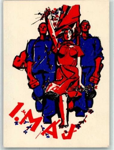 sign.Adolf Zabransky 1949 Arbeiterbewegung Künstlerkarte