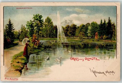 Olomouc 1901 Schwanenteich sign. Erw. Spindler