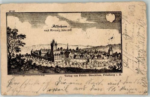 Assenheim, Hess 1900 Bahnpost Cassel Frankfurt Zug 6.5.00 nach Merian