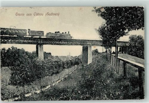 Ostrau 1918 Eisenbahn Lok Brücke Gruss