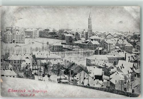 Eibenstock 1914 Erzgeebirge Kirche Winter Schnee Fabrik