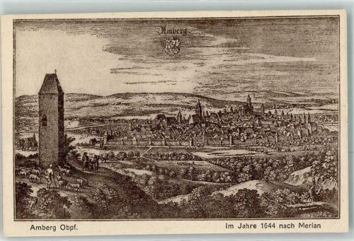 Amberg Im Jahre 1644 nach Merian Wappen Turm
