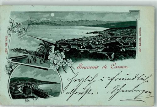 Cannes Mond Promenade Segelboot Palmen Blumen