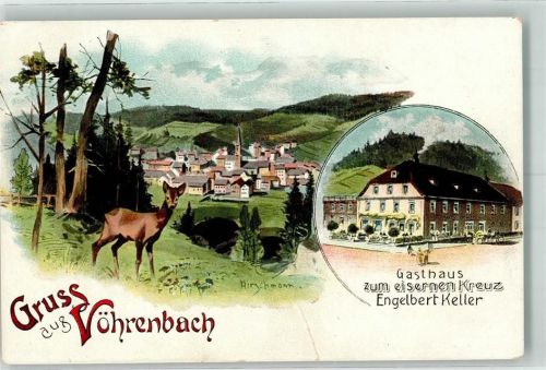 Vöhrenbach Reh Gasthaus zun eisernen Kreuz sign. Hirschmann