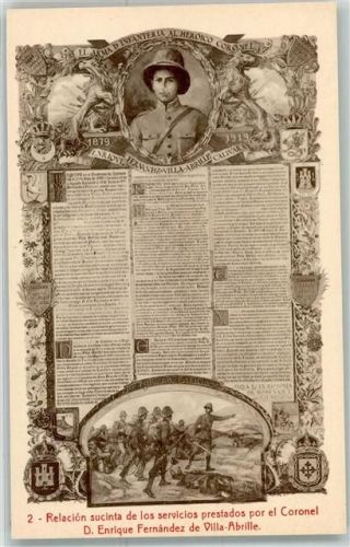 2- Relacion sucinta de los servicios prestados por el Coronel D. Enrique de Villa Abrille Militär Spanien 1879