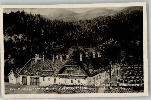 Kirchberg 1937 Hotel Pension zum Ursprung Ort lt. Stempel