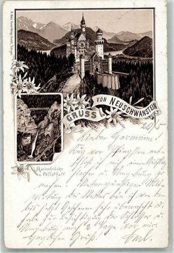 Neuschwanstein 1893 Lithographie Vorläufer Schloss
