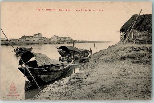 Tonkin Nam-Dinh Boote auf dem Fluß
