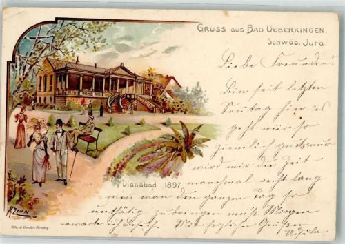 73337 W7347 Bad Überkingen 1901 Gebrauchsspuren Lithographie Dianabad 1897